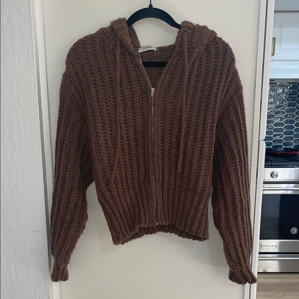 Lilyful Brown Chunky Hooded Knit Cardigan | S/M